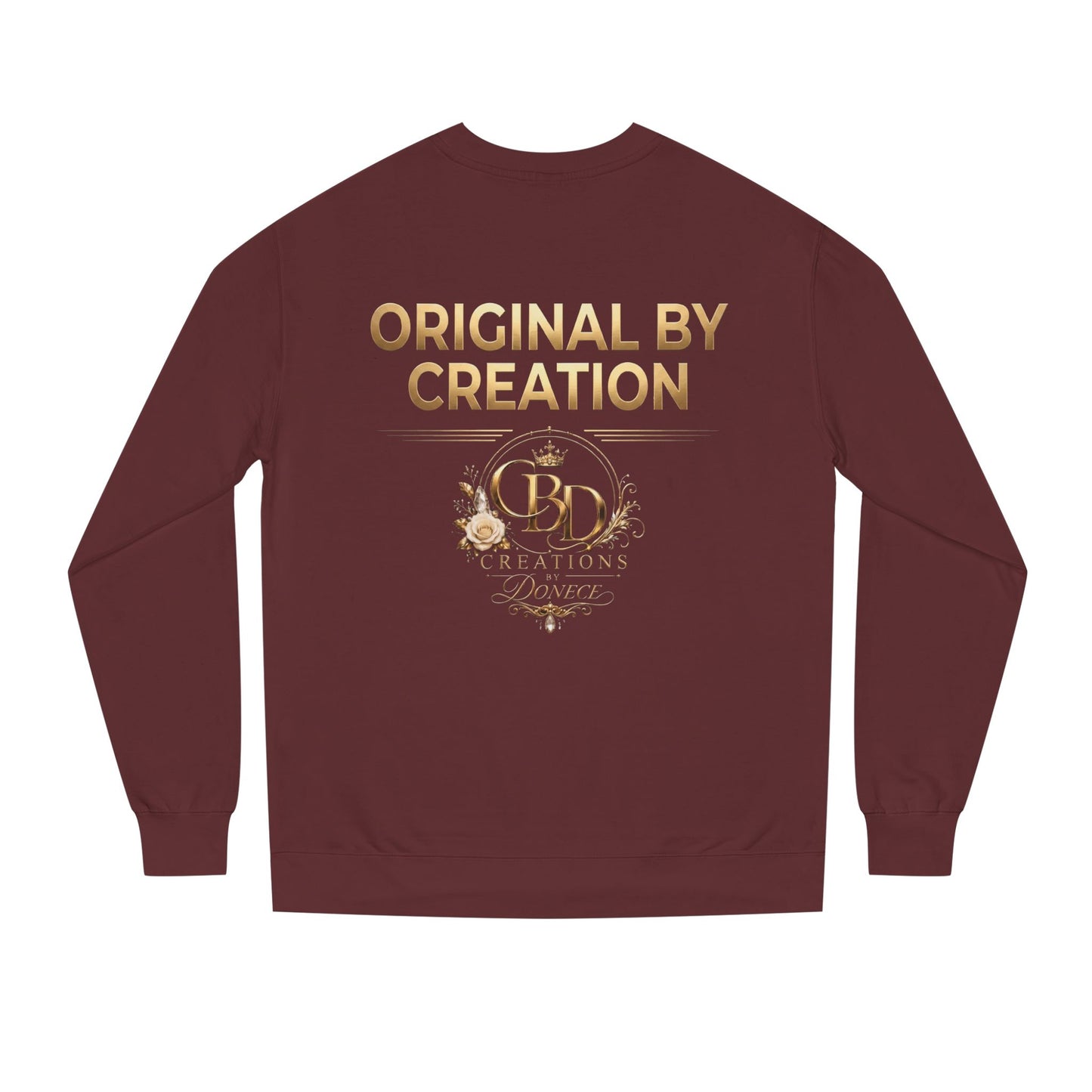 Original By Creation Crewneck Sweatshirt — Gold Emblem Inspirational Pullover