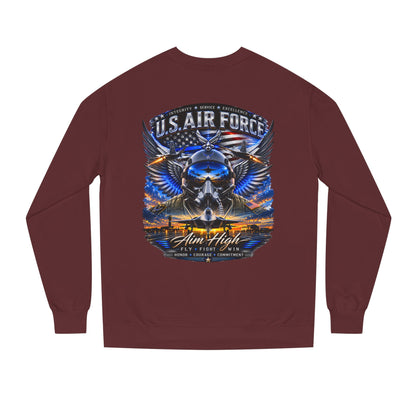 U.S. Air Force Crewneck Sweatshirt — "Aim High" Fighter Jet Graphic