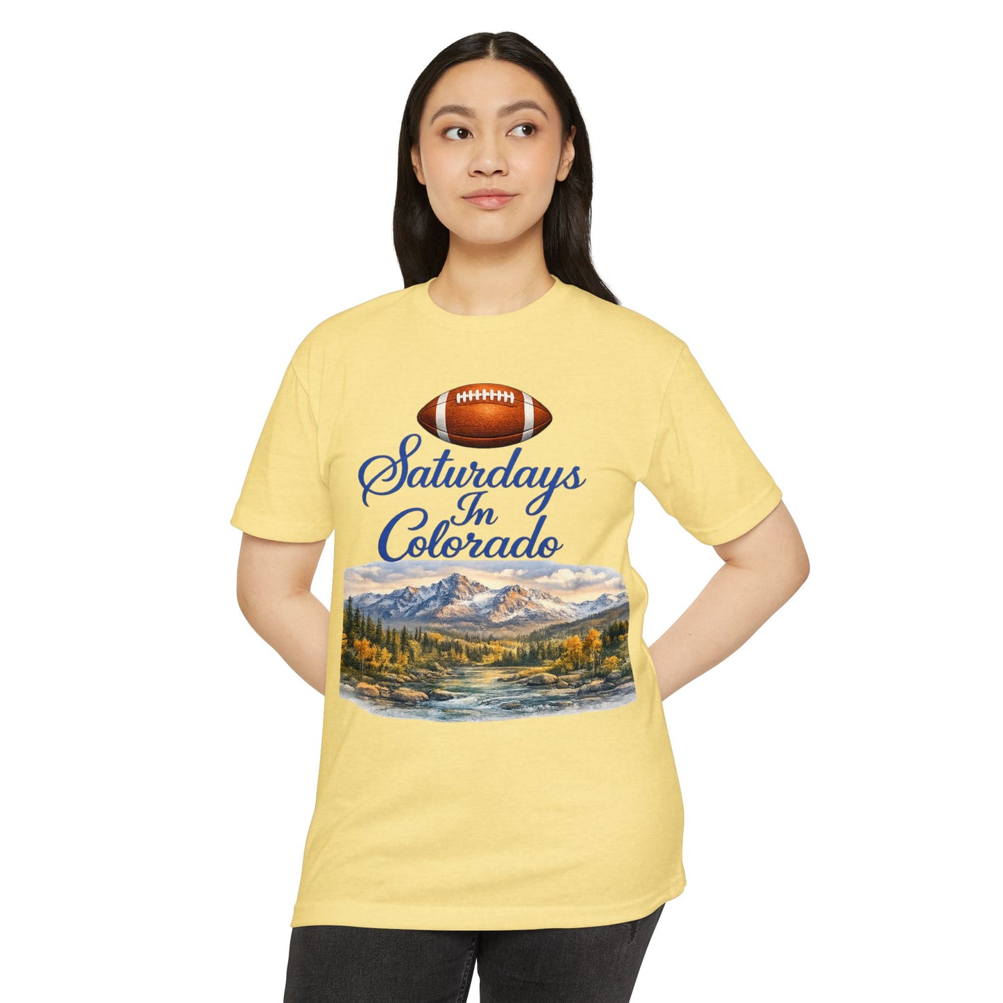 Saturdays in Colorado T-Shirt — Football & Mountain Scenic Tee