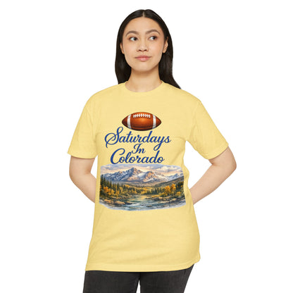 Saturdays in Colorado T-Shirt — Football & Mountain Scenic Tee