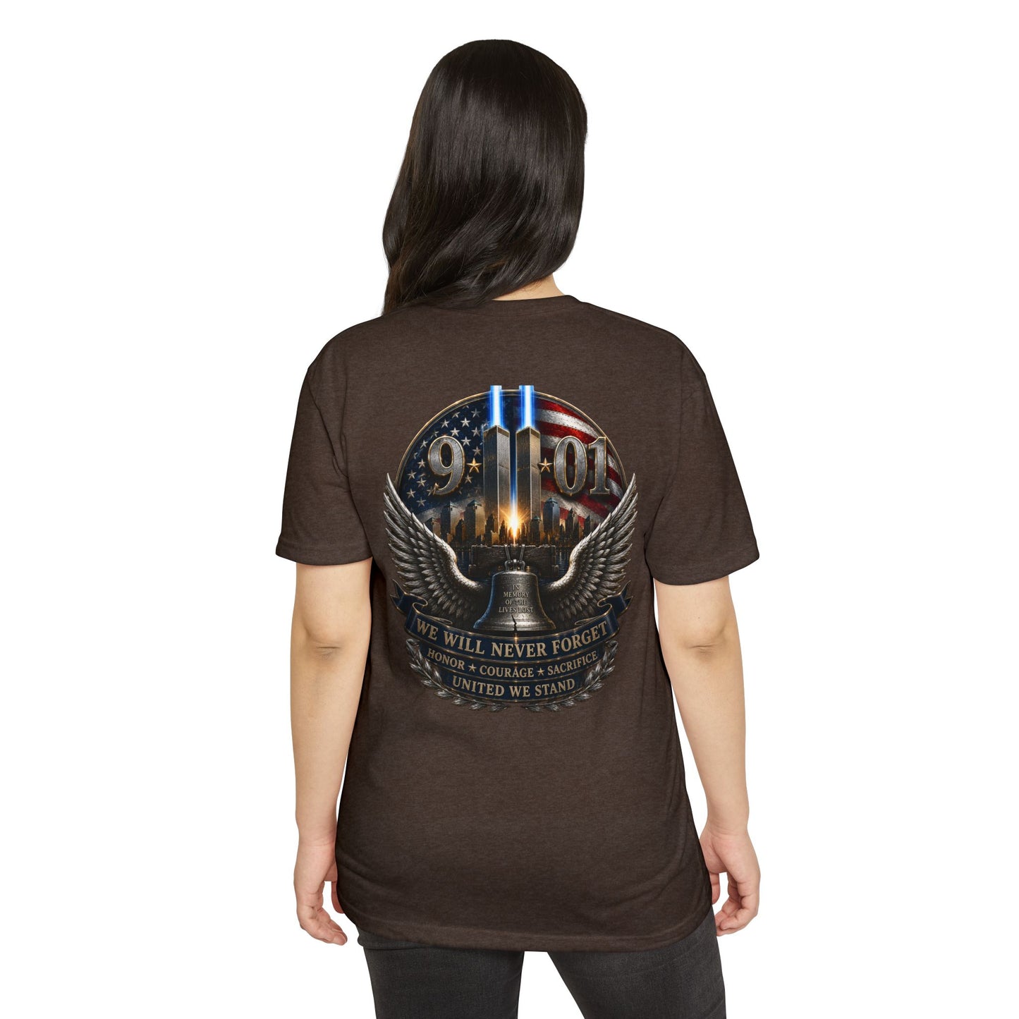 9/11 Never Forget Memorial T-Shirt — Twin Towers Tribute Tee