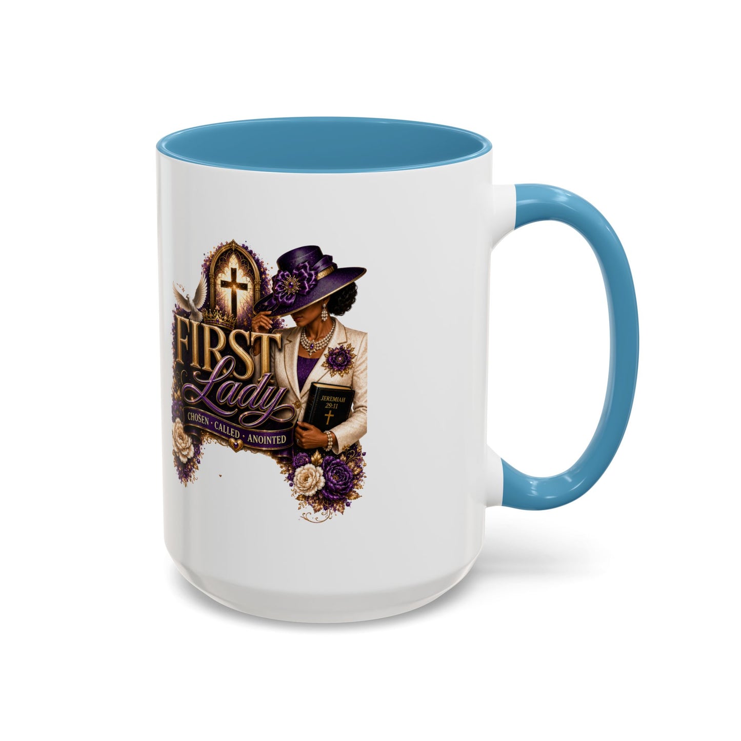 First Lady Church Coffee Mug — Elegant Purple Hat Gospel Tea Cup (11/15oz)