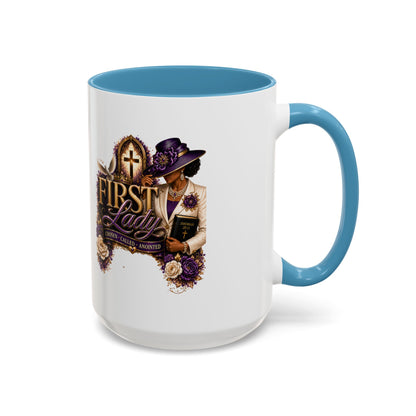 First Lady Church Coffee Mug — Elegant Purple Hat Gospel Tea Cup (11/15oz)