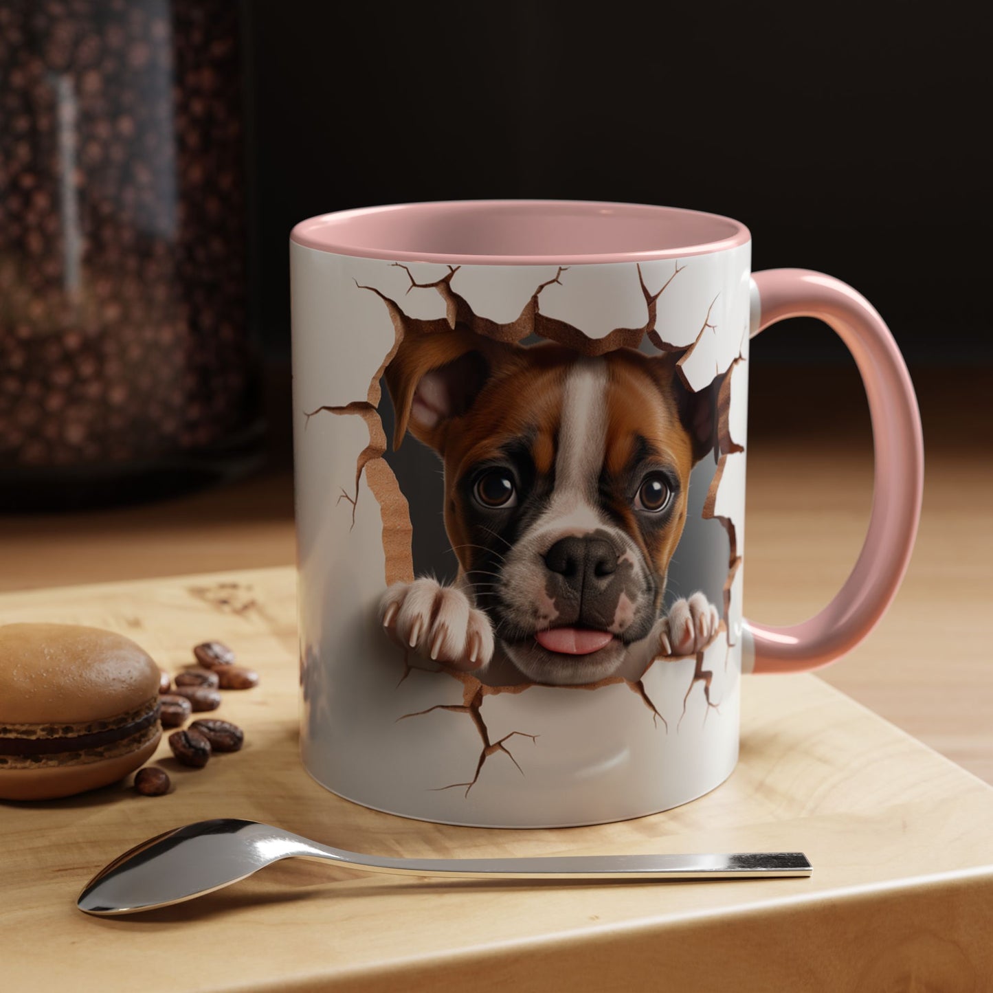 Boxer Puppy Peeking Coffee Mug — Cute Dog 11/15oz Accent Mug