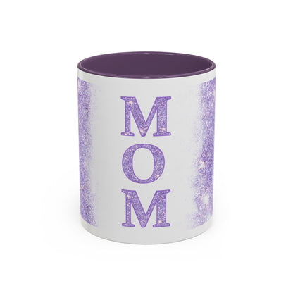 Mom Glitter Accent Coffee Mug – Purple Sparkle Mother's Day Gift (11/15oz)