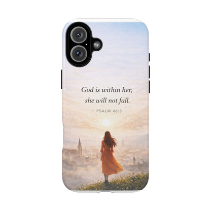Inspirational Psalm 46:5 Phone Case — 'God is within her, she will not fall' Christian Phone Cover