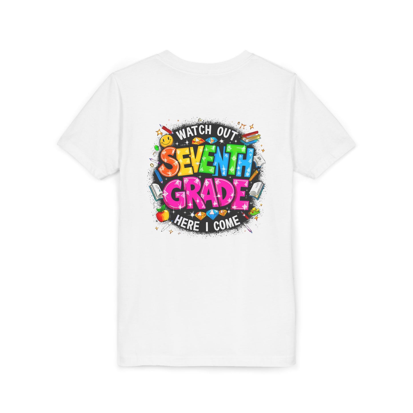 Seventh Grade Kids T-Shirt – “Watch Out Seventh Grade Here I Come” Back-to-School Tee