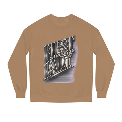 First Lady Graphic Sweatshirt — Retro Metallic Typography Crewneck