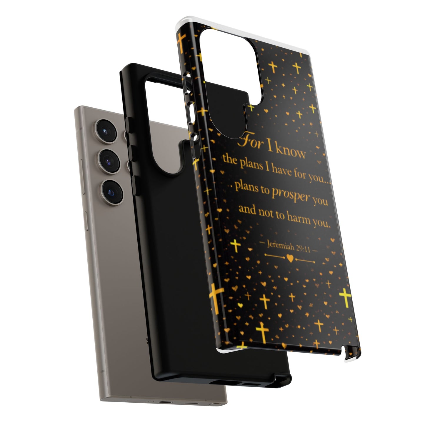 Phone Case — "For I Know" Jeremiah 29:11 Gold Cross Christian Tough Case