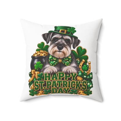 St. Patrick's Schnauzer Pillow — Happy St. Patrick’s Day Decorative Throw Pillow