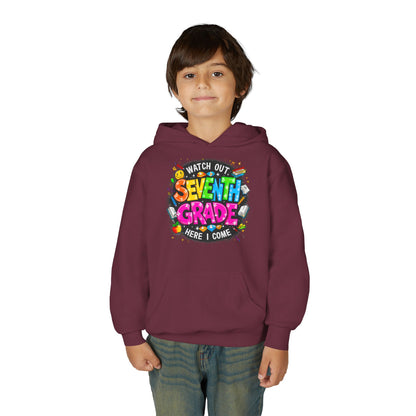 Seventh Grade Hoodie — "Watch Out Seventh Grade Here I Come" Kids Back-to-School Sweatshirt