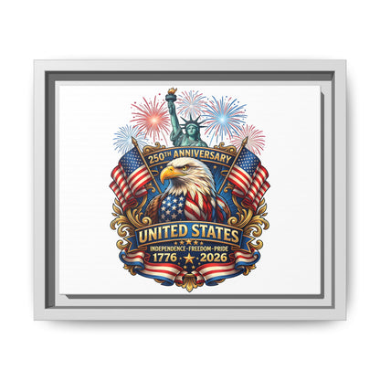 United States 250th Anniversary Framed Canvas — "1776-2026" Patriotic Eagle & Statue of Liberty Print