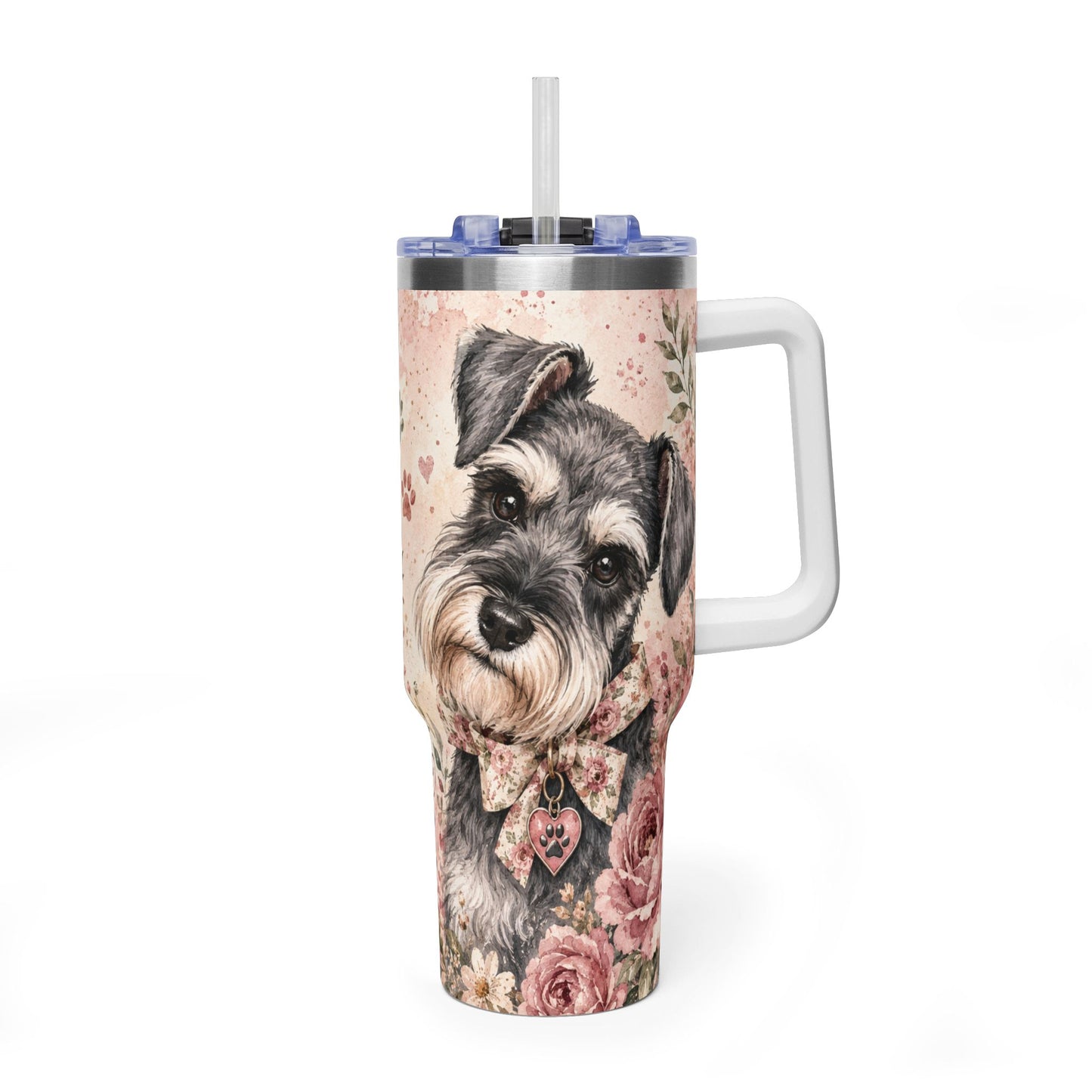 40oz Vacuum Tumbler – "All You Need Is Love & A Miniature Schnauzer" Insulated Travel Mug