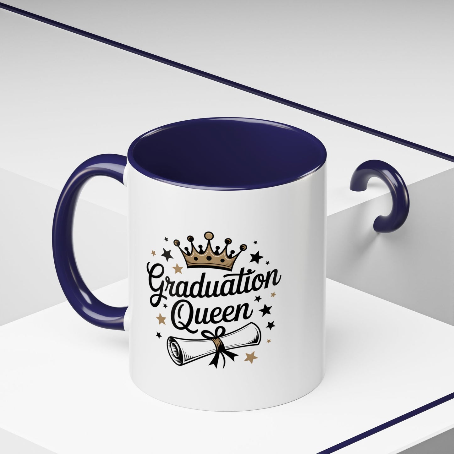 Graduation Queen Accent Coffee Mug — 11/15oz Ceramic Gift with Crown & Diploma Design
