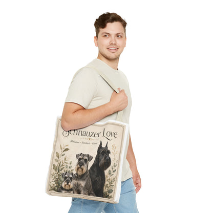 Schnauzer Love Tote Bag — Illustrated Dog Portraits, Miniature Standard Giant