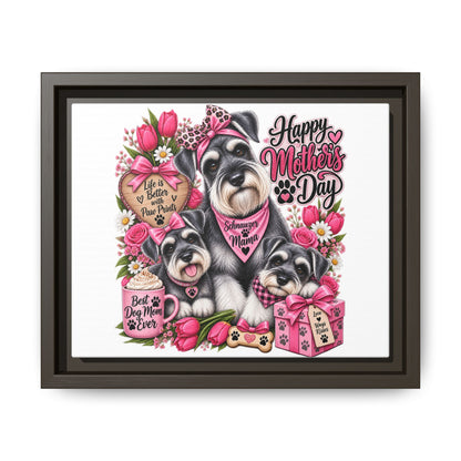 Happy Mother’s Day Schnauzer Canvas — Framed Matte Wall Art