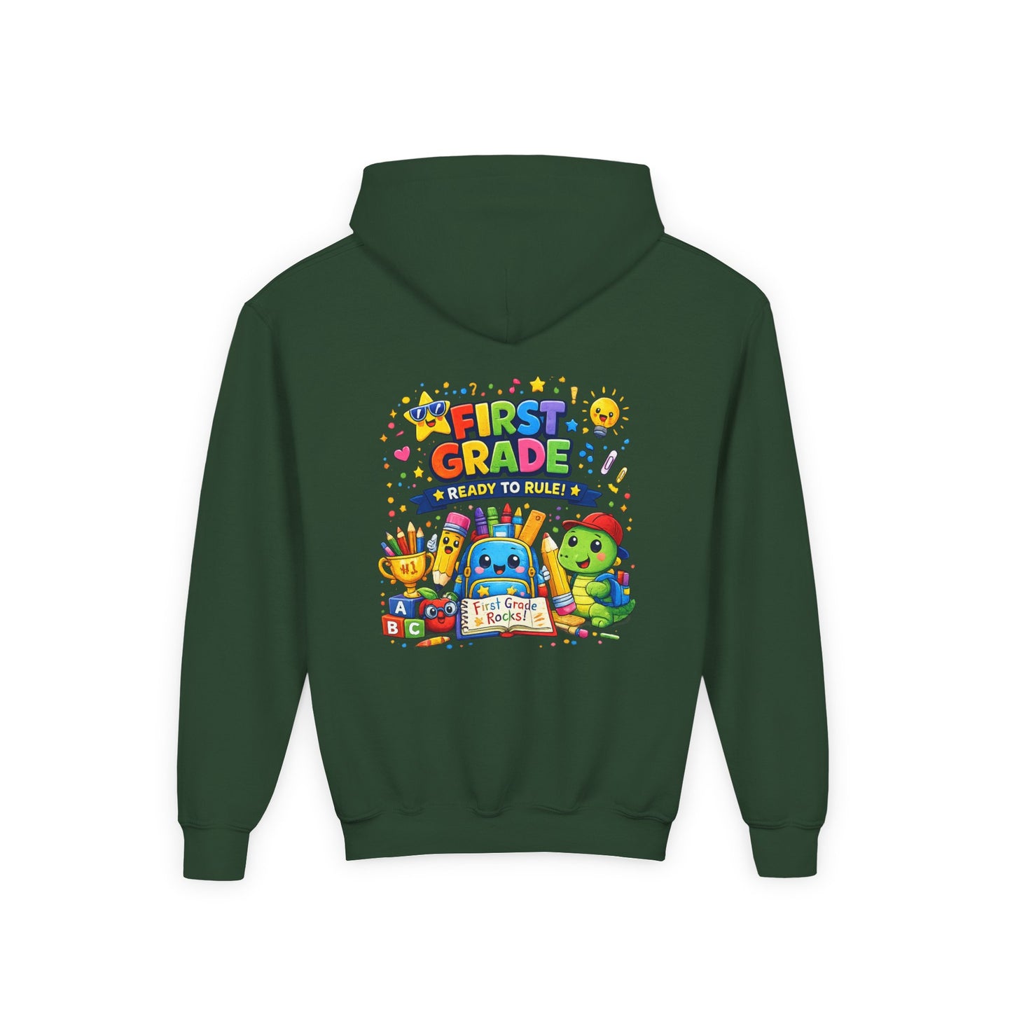 First Grade Hoodie - "First Grade Ready To Rule" Kids Back-to-School Sweatshirt