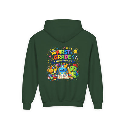 First Grade Hoodie - "First Grade Ready To Rule" Kids Back-to-School Sweatshirt