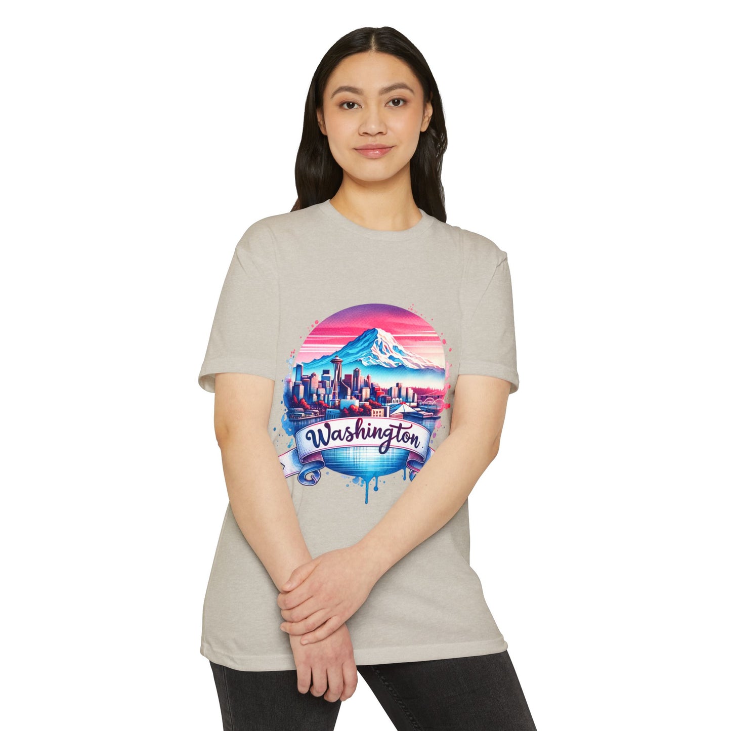 Washington Skyline T-Shirt — Retro Mountain & City Graphic Tee