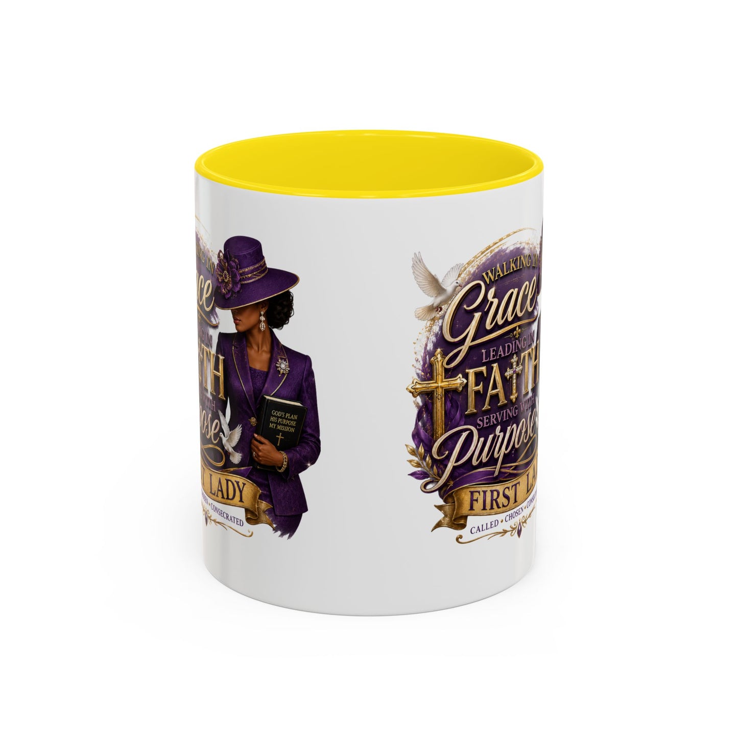 Faith & Purpose Accent Coffee Mug — First Lady Church Design (11/15oz)