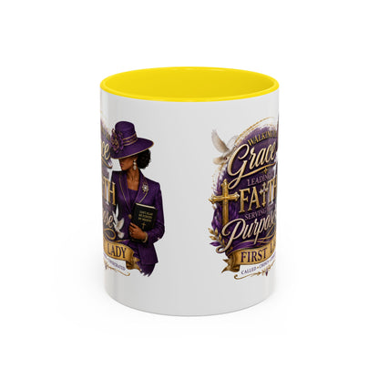 Faith & Purpose Accent Coffee Mug — First Lady Church Design (11/15oz)