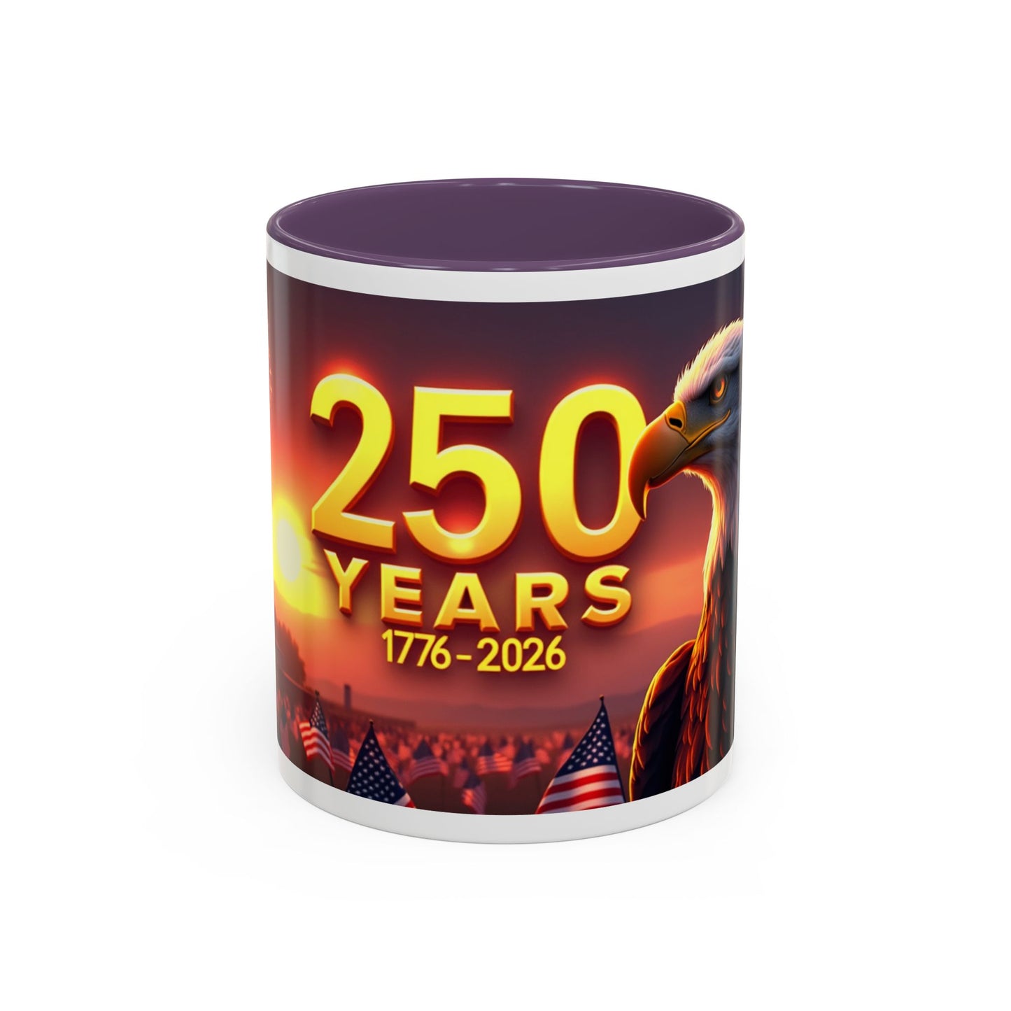 250 Years 1776–2026 Eagle Coffee Mug — Patriotic Anniversary 250th USA Celebration