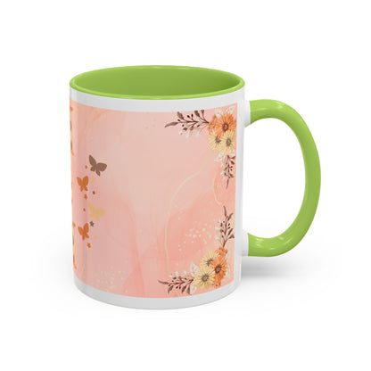 Mom Floral Accent Coffee Mug – Pink Butterfly Mother's Day Gift (11/15oz)