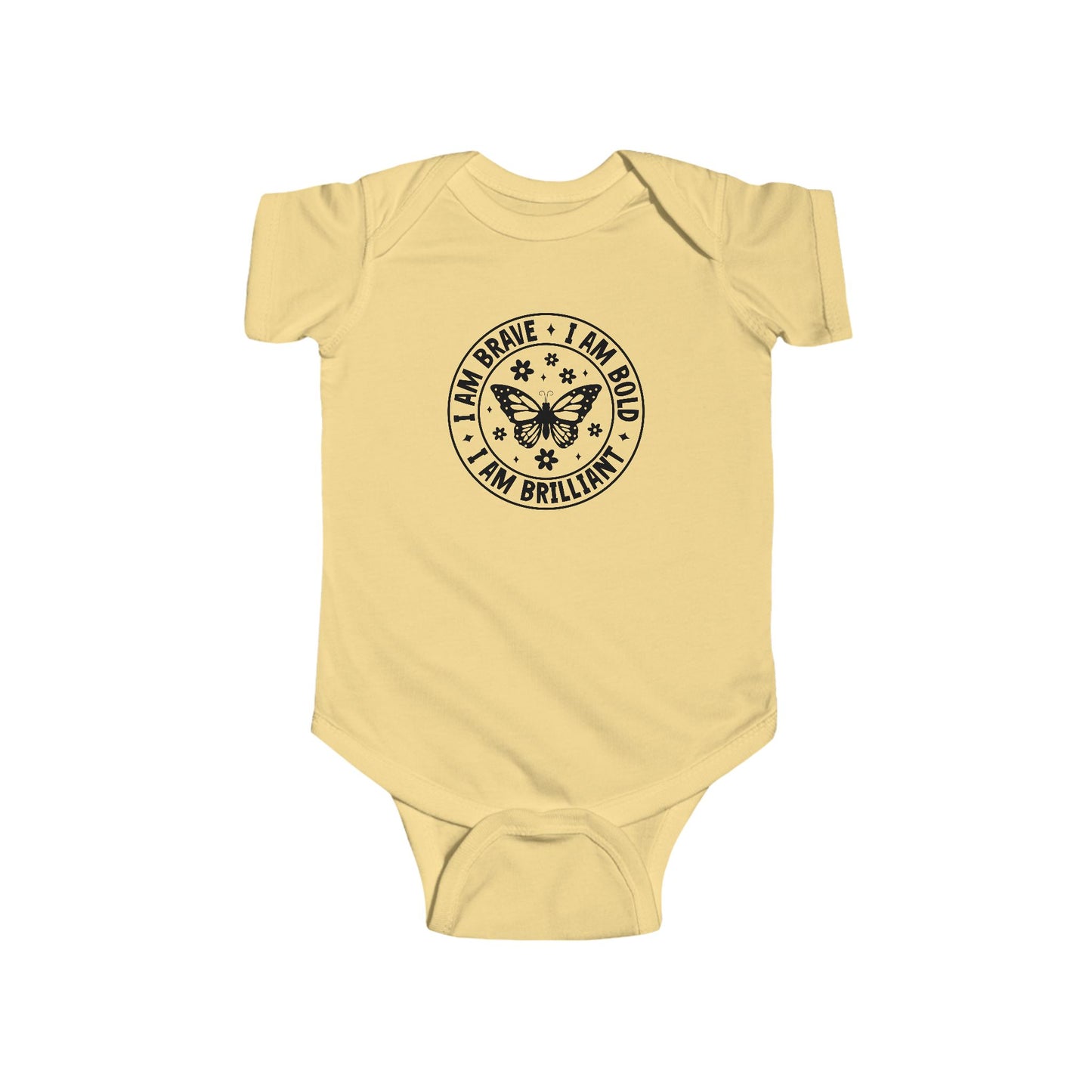 Infant Bodysuit — 'I Am Brave • I Am Bold • I Am Brilliant' Butterfly Onesie