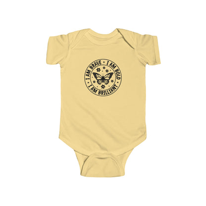 Infant Bodysuit — 'I Am Brave • I Am Bold • I Am Brilliant' Butterfly Onesie