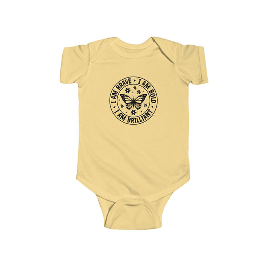 Infant Bodysuit — 'I Am Brave • I Am Bold • I Am Brilliant' Butterfly Onesie