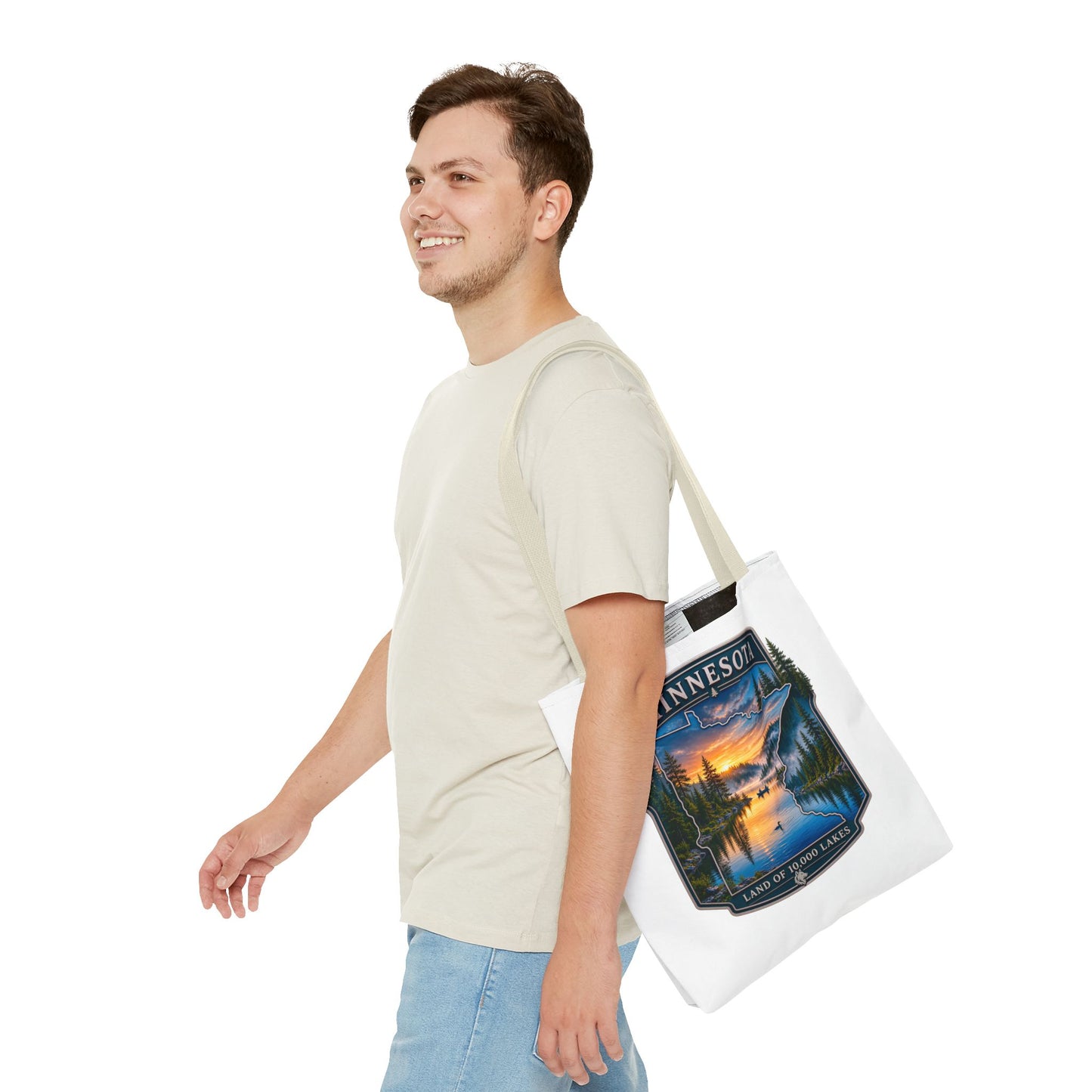 Minnesota Scenic Tote Bag — 'Land of 10,000 Lakes' Sunset Lake Design