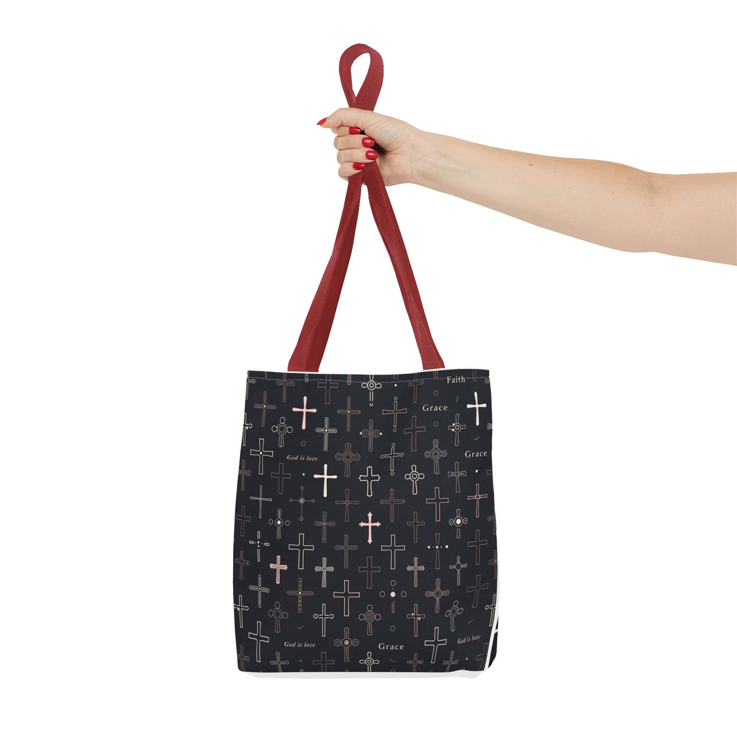 Cross Pattern Tote Bag — Faith & Grace Religious All-Over Print Tote