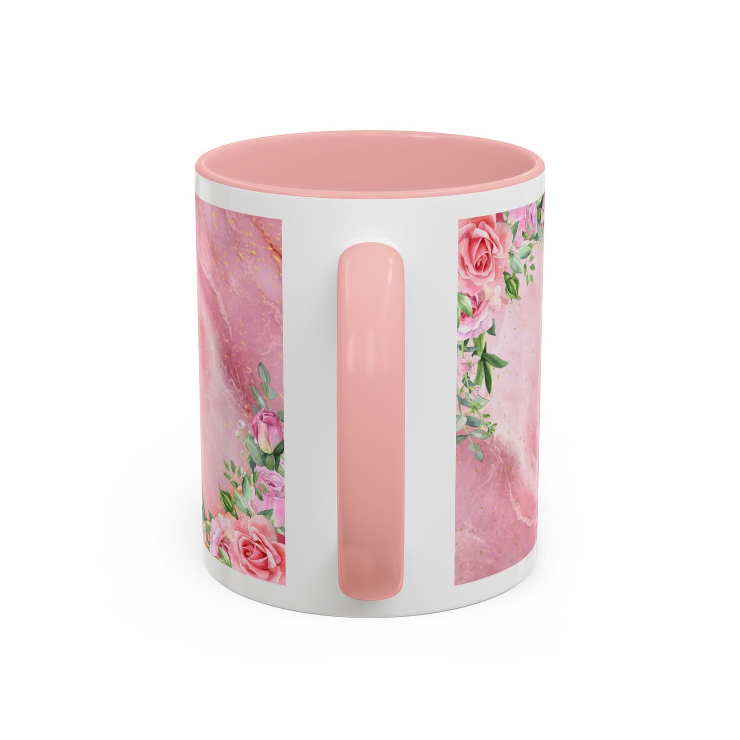 Mother’s Love Accent Coffee Mug — “A Mother's Love is the Heart of the Family” (Pink Floral, 11/15oz)