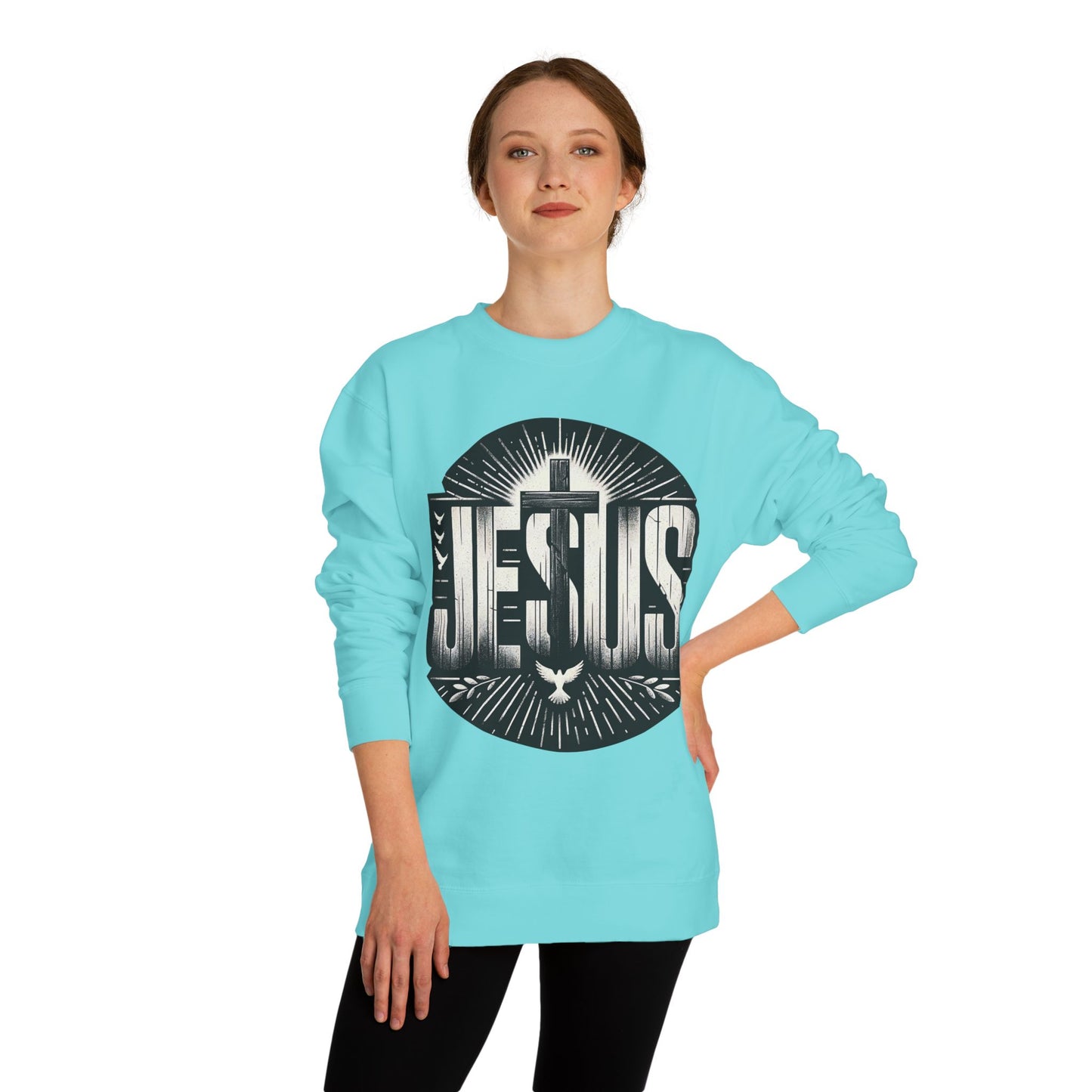 Jesus Graphic Sweatshirt — Vintage Religious Cross & Lamb Crewneck