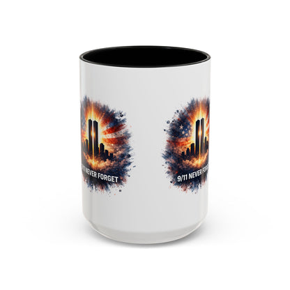 9/11 Never Forget Coffee Mug - Memorial Tribute Accent Mug (11/15oz)