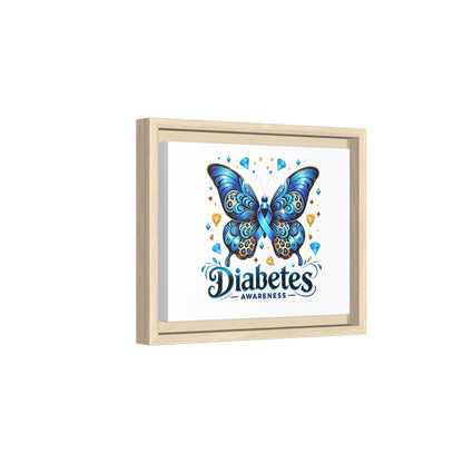 Diabetes Awareness Blue Ribbon Butterfly Matte Framed Canvas