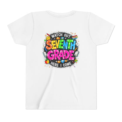 Seventh Grade Kids T-Shirt – “Watch Out Seventh Grade Here I Come” Back-to-School Tee