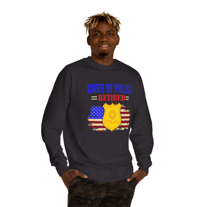 Retired Chief of Police Sweatshirt – American Flag Badge Tribute