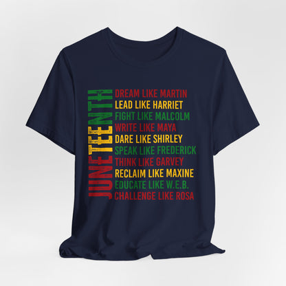 Juneteenth Tribute T-Shirt — “Dream Like Martin, Lead Like Harriet” Inspirational Black History Tee