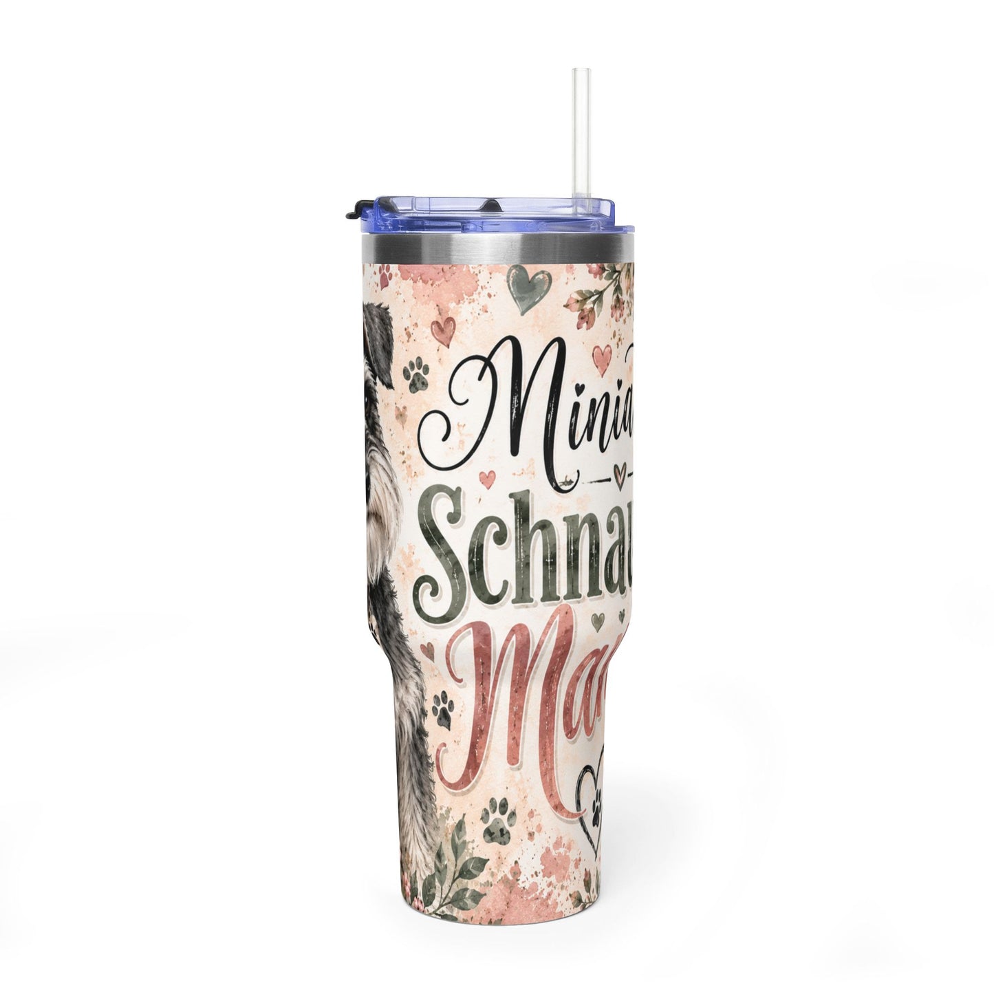 Miniature Schnauzer Mama 40oz Vacuum Tumbler — Insulated Travel Mug with Handle