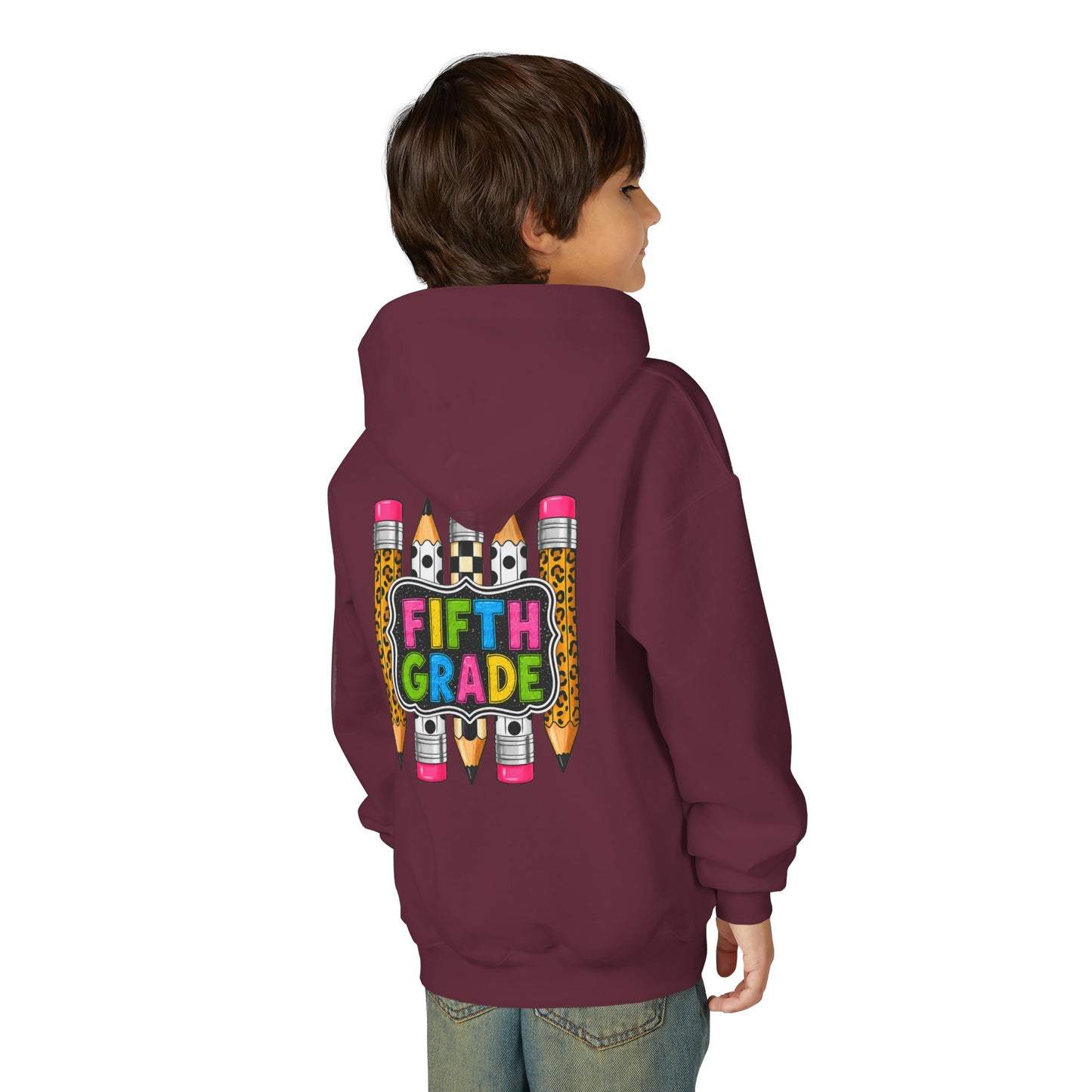 Fifth Grade Kids Hoodie — Colorful Pencil Back‑to‑School Sweatshirt for Students