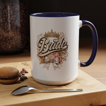 Bride Accent Coffee Mug — Floral Crown Bridal Gift (11/15oz)