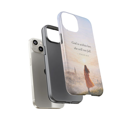 Inspirational Psalm 46:5 Phone Case — 'God is within her, she will not fall' Christian Phone Cover