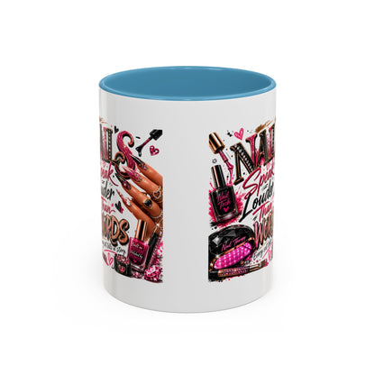 Nails Speak Louder Than Words Accent Coffee Mug — Pink Manicure Beauty Gift (11/15oz)