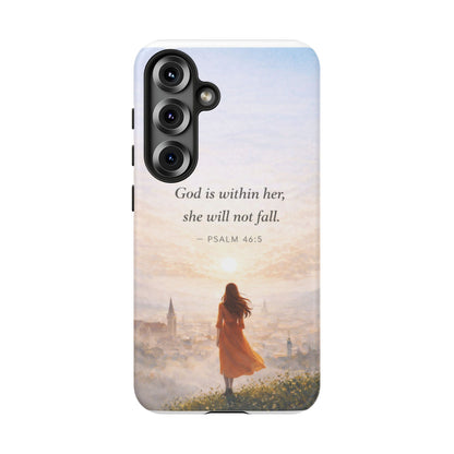 Inspirational Psalm 46:5 Phone Case — 'God is within her, she will not fall' Christian Phone Cover