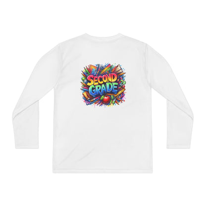 Second Grade Youth Long Sleeve Tee — Colorful School Supplies Back-to-School Shirt