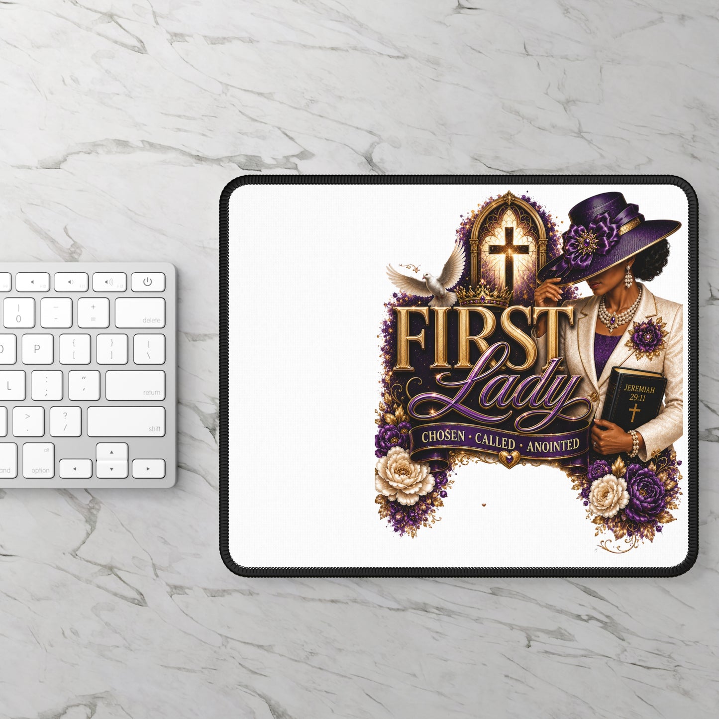 First Lady Christian Gaming Mouse Pad — "Chosen • Called • Anointed" Inspirational Desk Mat