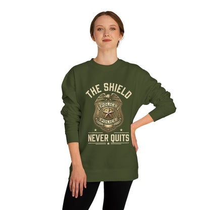 Police Badge Sweatshirt — "The Shield Never Quits"