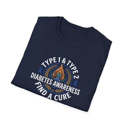 Type 1 & Type 2 Find a Cure Diabetes Awareness T-Shirt