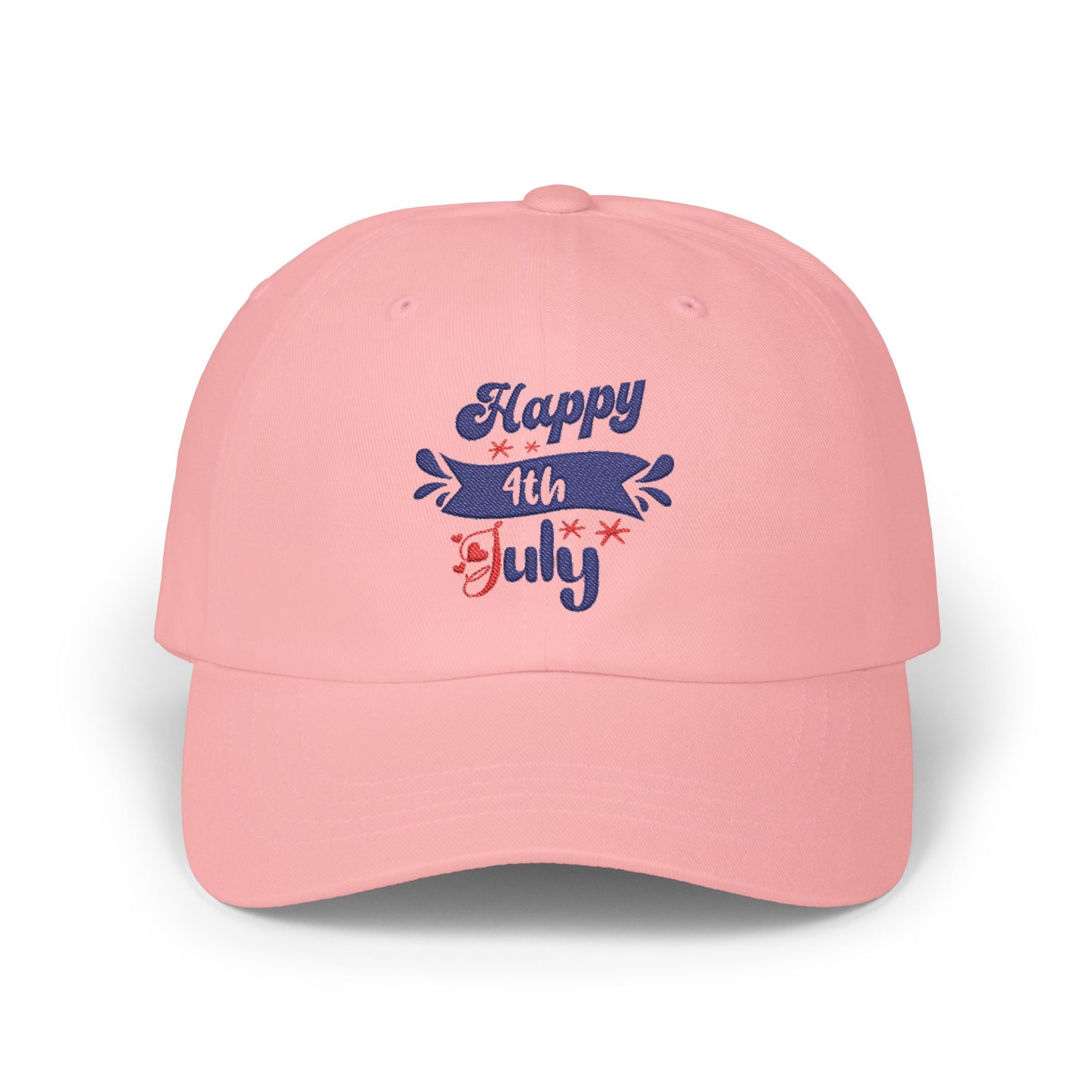 4th of July Dad Cap — "Happy 4th July" Embroidered Patriotic Baseball Hat